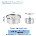 Silver stainless steel pet drinking bowl with wide opening, suitable for dogs and cats, large capacity option