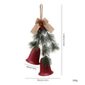 Velvet bow bell small pendant layout prop in red and gold, 50x30x20cm, made of metal, plastic and fabric.