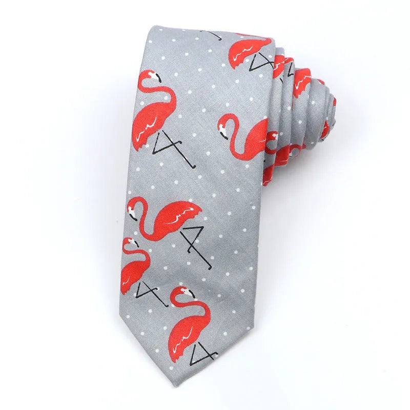 Narrow Korean style cotton bow tie with a printed cartoon pattern in various colours.