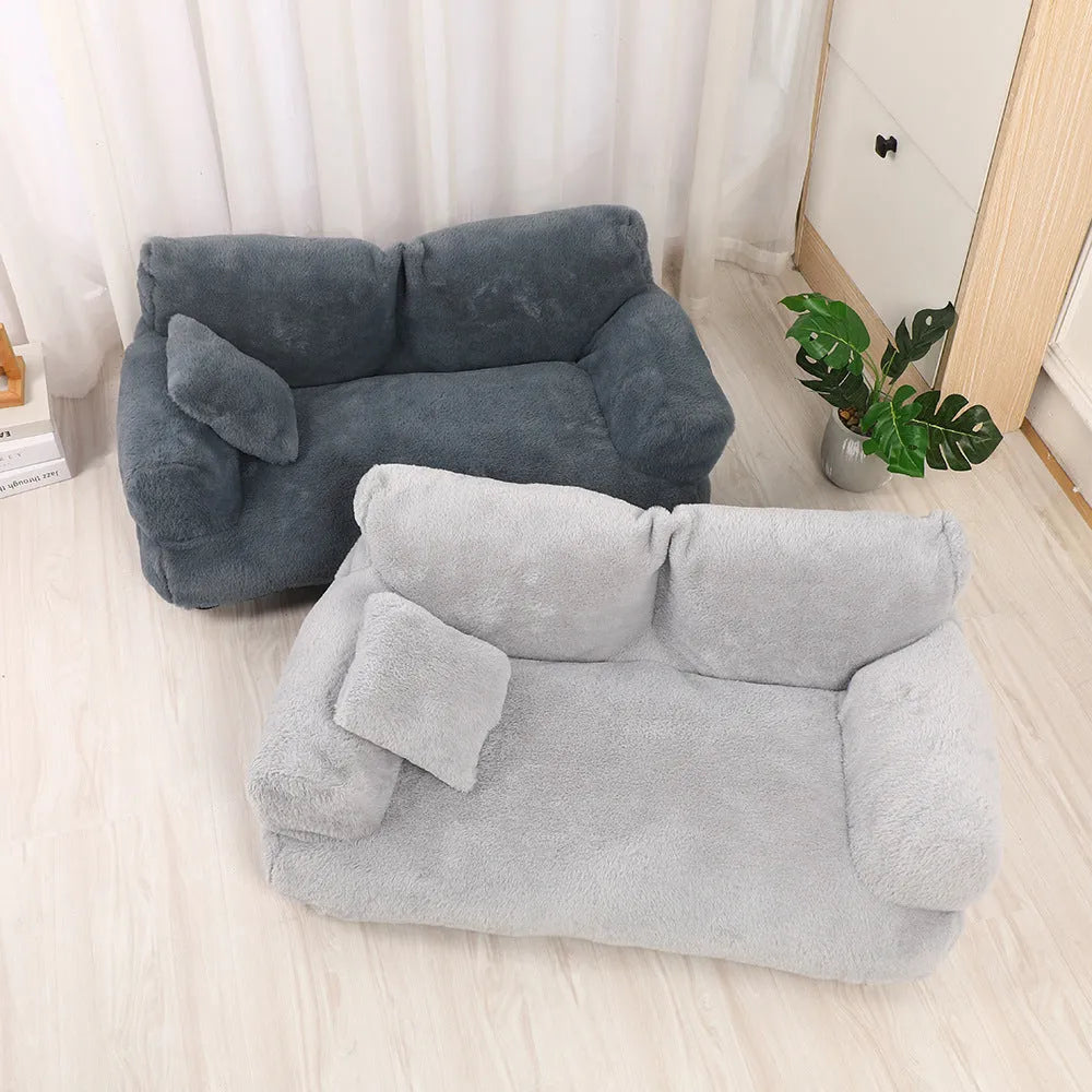 Rabbit plush pet sofa nest in khaki, three colour options, six sizes from S to XXXL for dogs