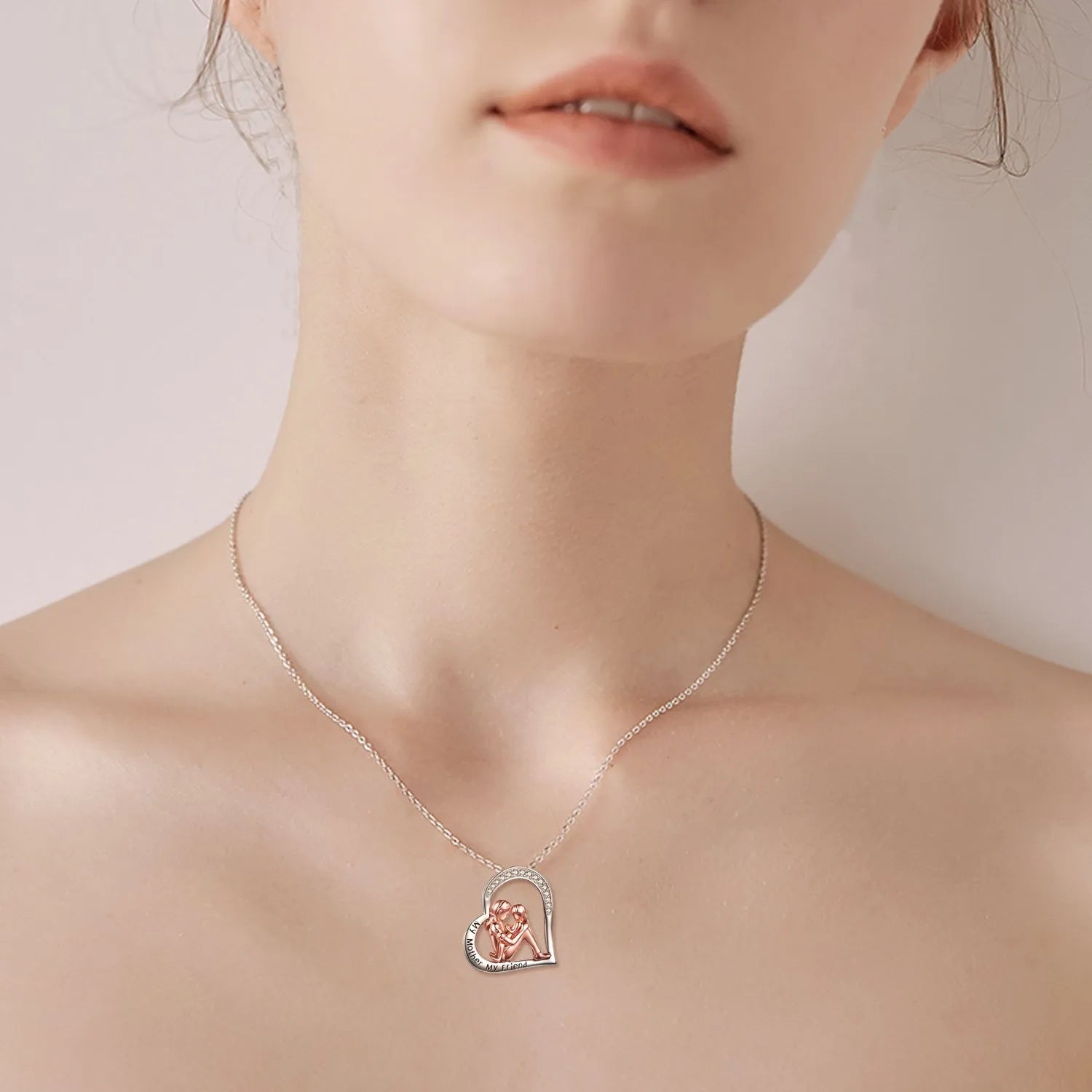 925 sterling silver heart pendant necklace engraved with My Mother My Friend