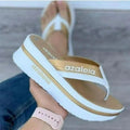 Women's summer platform solid colour casual slippers in black with herringbone toe holder and PU upper