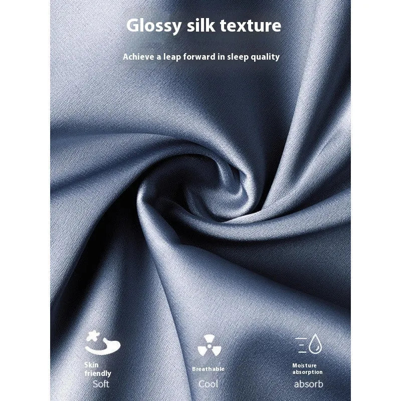 Men's ice silk three-piece home wear suit showing thin fabric, including trousers and shorts, in a selection of available colours.