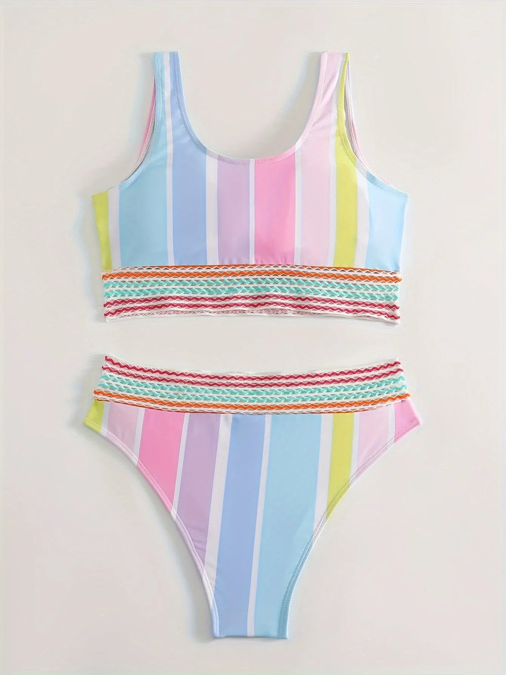 Women's striped sport bikini set for swimming and wading activities