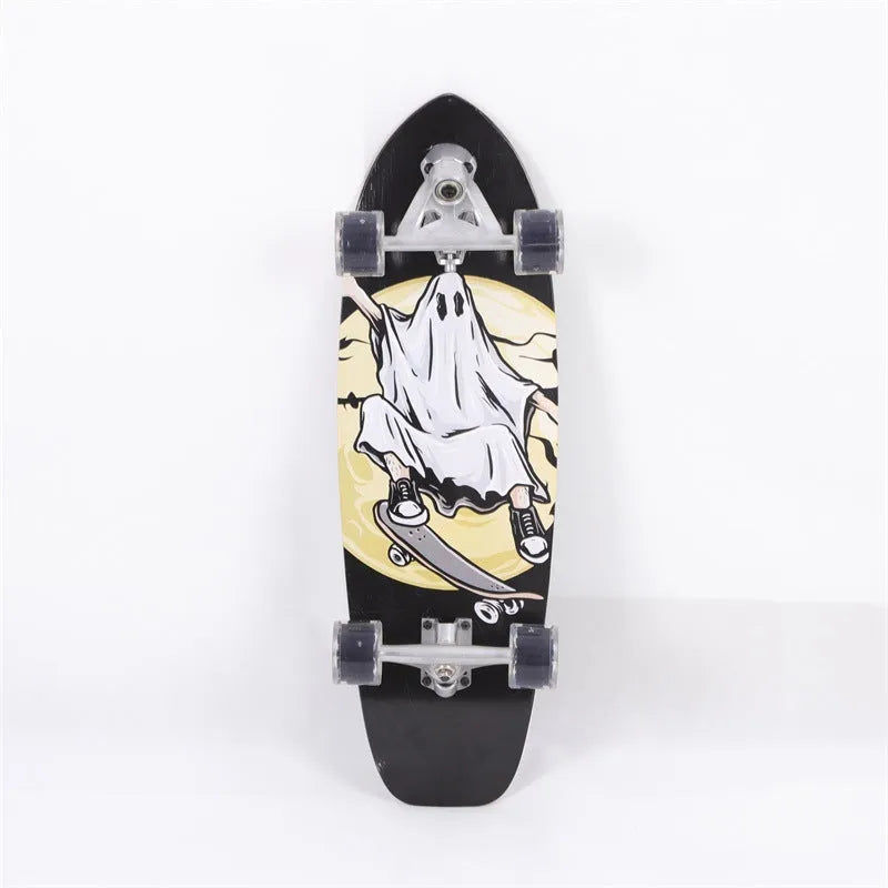 White 31-inch maple street scooter longboard on pavement