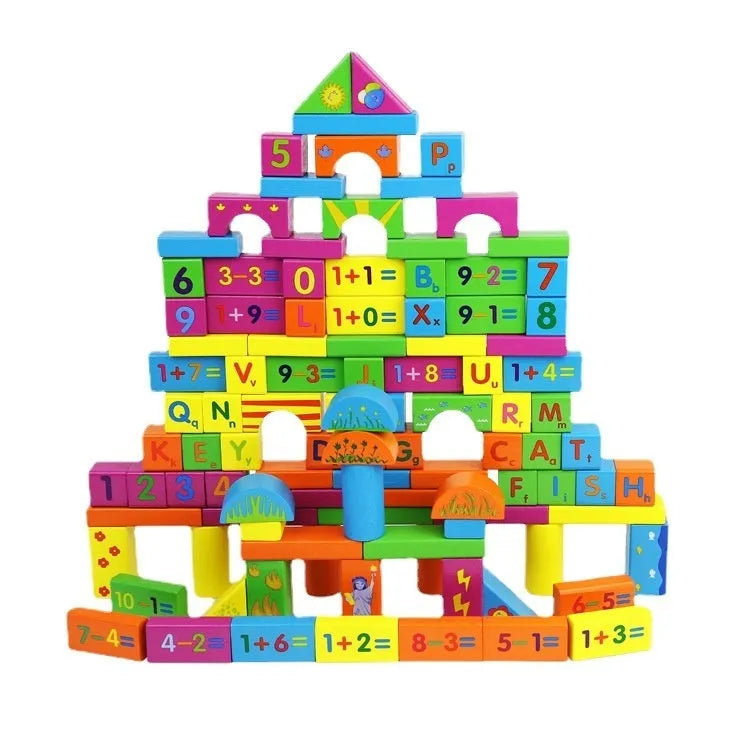 Large wooden assembled building blocks toy in barrel packing for infant aged 0-3 years