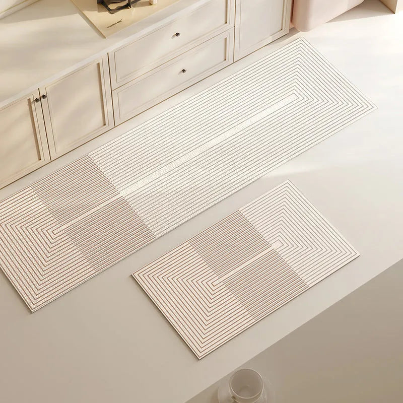 Oval diatom ooze kitchen floor mat with printed stripe pattern, available in multiple sizes and colours