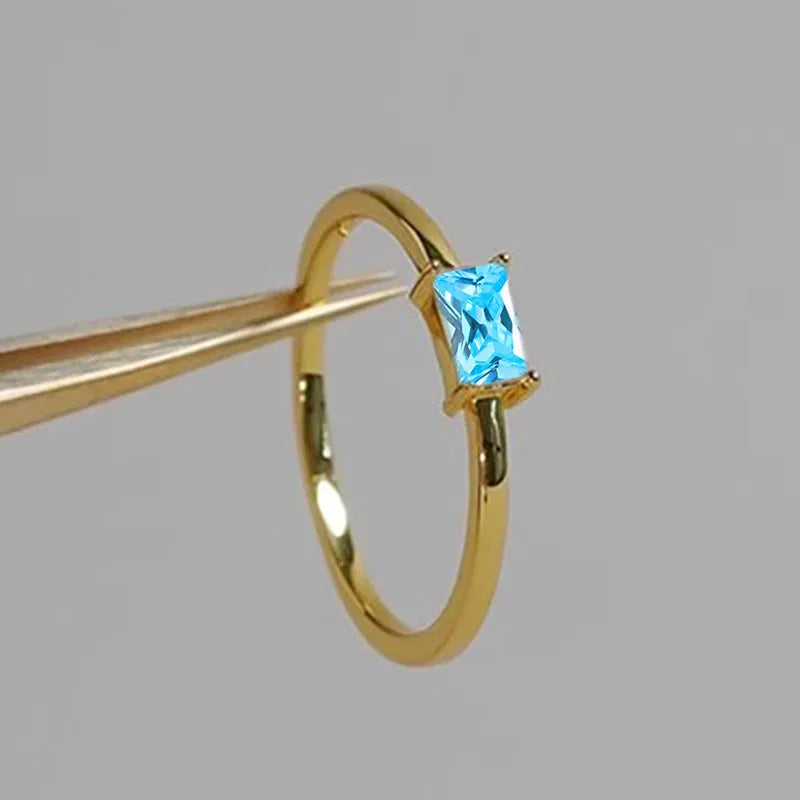 Sapphire blue zircon geometric bracelet ring with oval and heart elements on copper