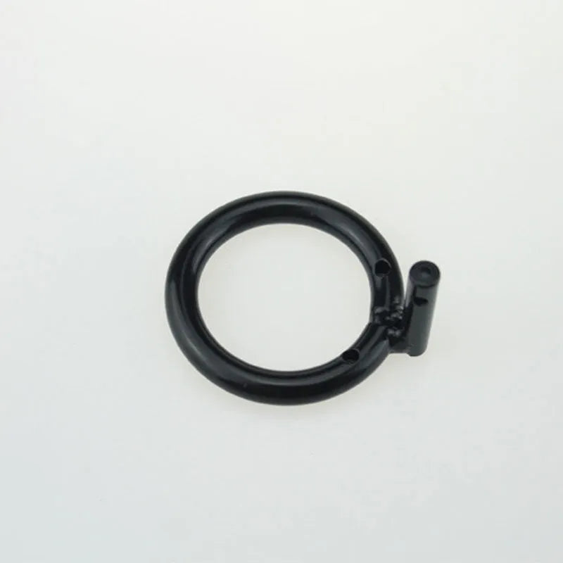 Black manganese steel men's chastity lock ring for sexual pleasure, shown on a neutral background