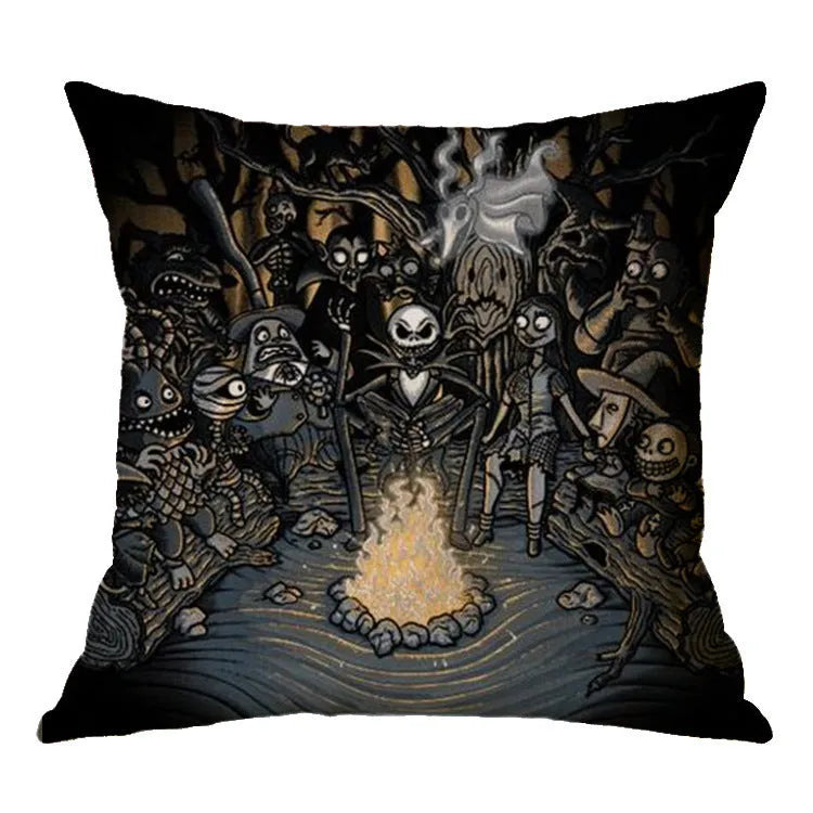 Linen skull Halloween pillow cover 45x45cm in colour option A01 with envelope closure