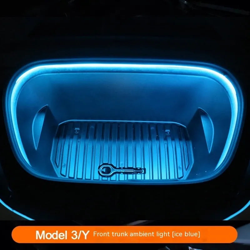 Tesla Model 3 Y front dashboard ambience light modification in soft silicone housing