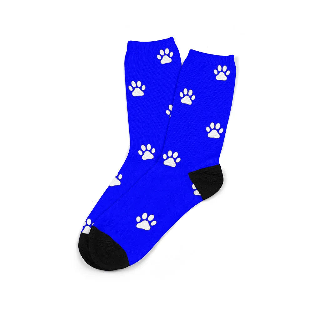 Personalised mid-calf tube socks with custom graphic printing in multiple colours