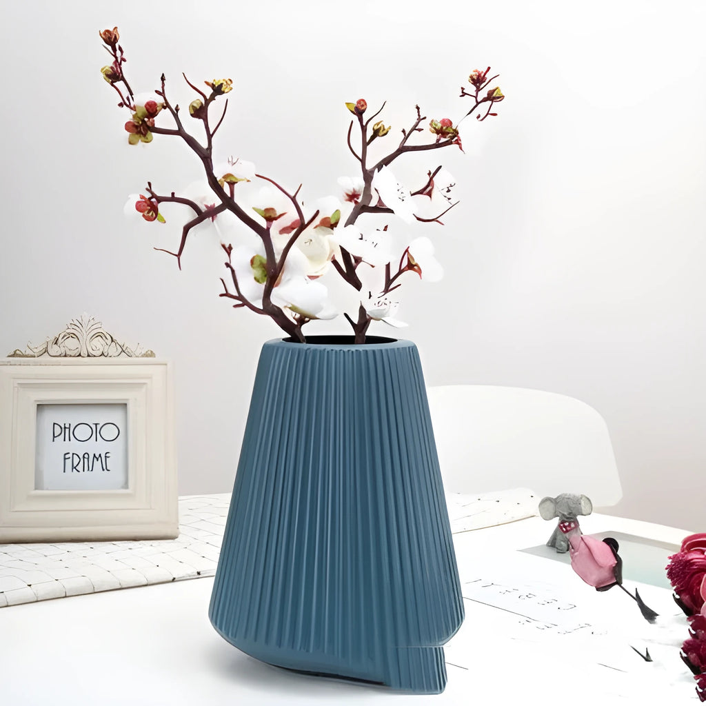 Melamine plastic decorative flower vase in white, pink, green or blue colour options