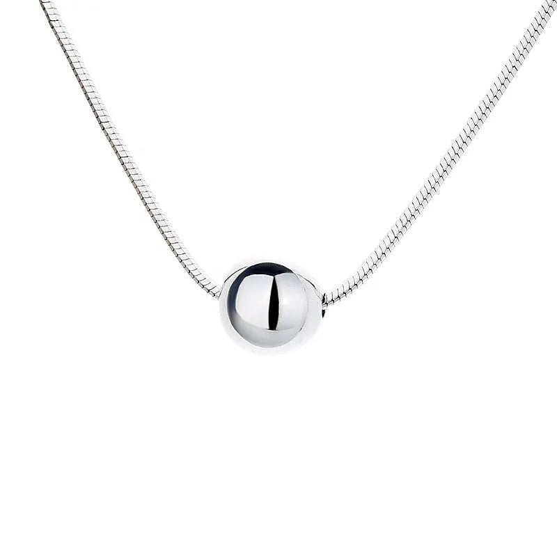 Small spherical pendant silver clavicle chain necklace with round elements and 925 sterling silver construction