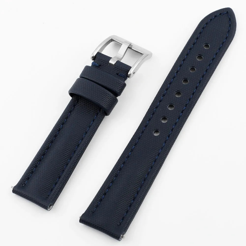 Oxford water-repellent cloth leather fit watch strap in black with 20mm lug width