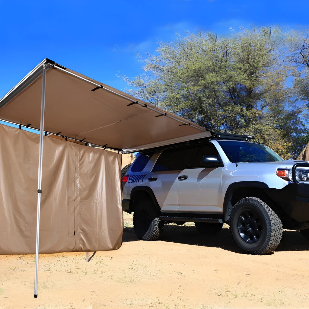 Single layer two-bedroom camping tent with aluminium alloy poles, 200x200x118cm, black glue coating, set up outdoors