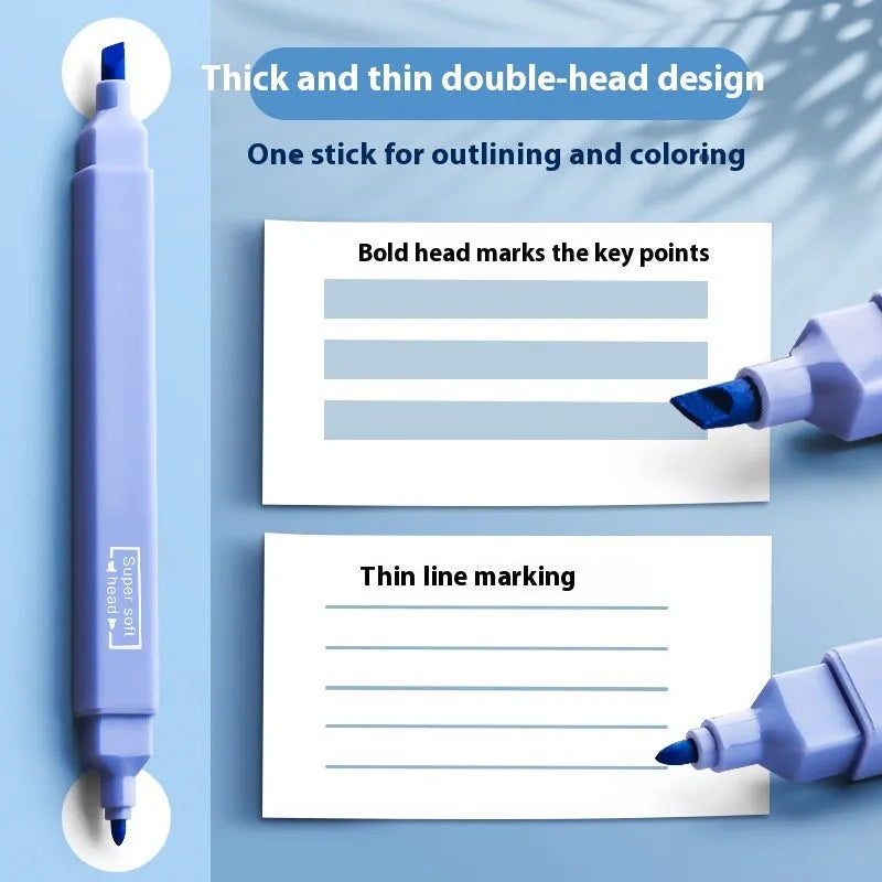 Fluorescent double-headed marking pens in assorted bright colours, pack of 6 or 12