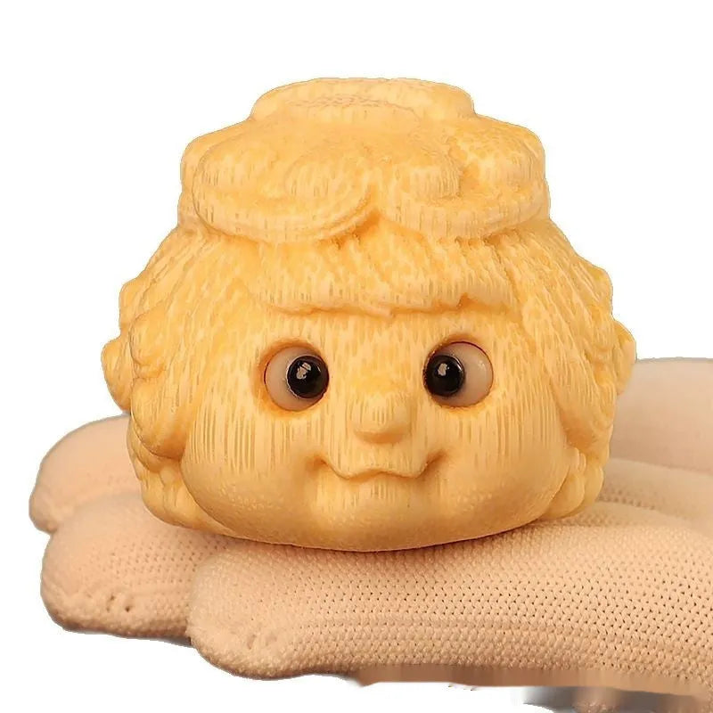 Solid bamboo carved golden toad princess ornament in cute style, 5.0 size