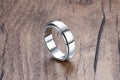 Rotatable stainless steel ring with electroplated finish, geometric Korean style, unisex fit, available in multiple colours and sizes.