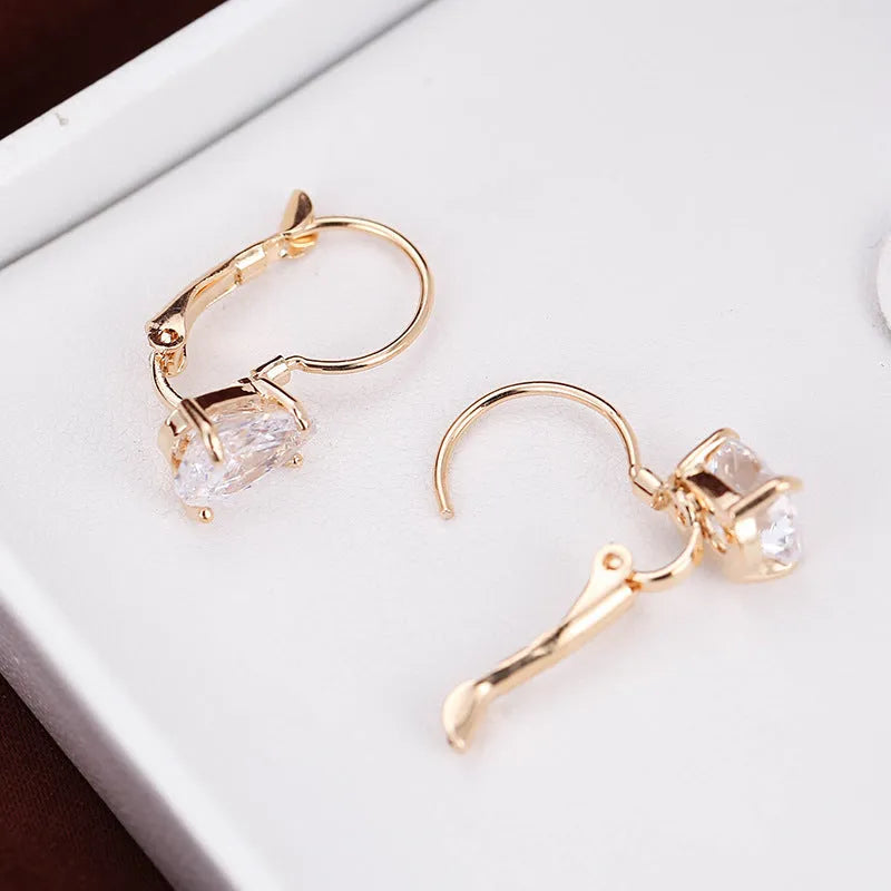 Women's drop-shaped copper earrings with gold or platinum colour plating, European-American style
