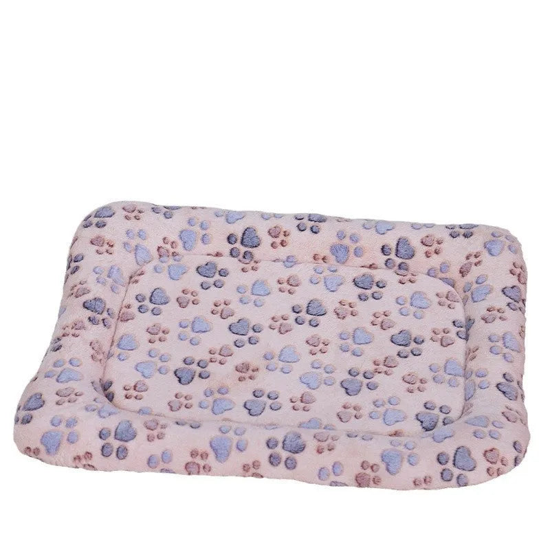 Flannel non-slip double layer dog bed with cute print, available in 35x50cm size, warm comfort for small dogs