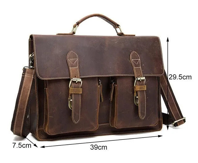Small yellow brown Crazy Horse leather messenger bag with shoulder strap and nylon lining.