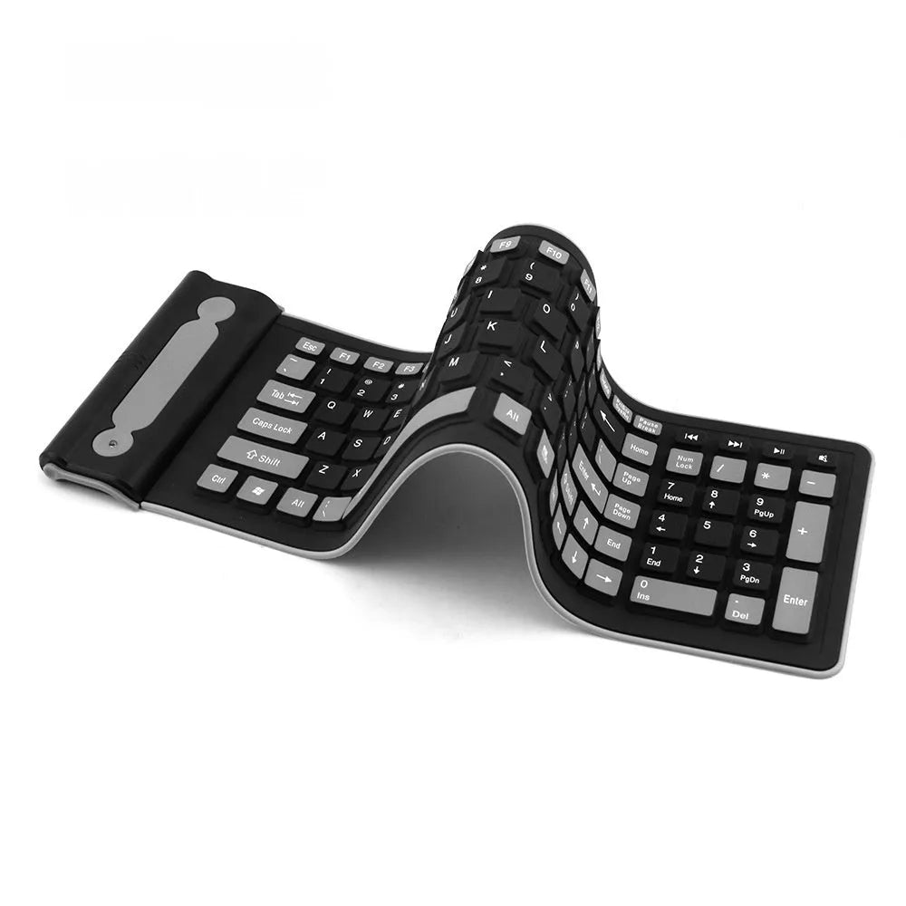 24g wireless mute folding keyboard in waterproof silicone slim design for desktop
