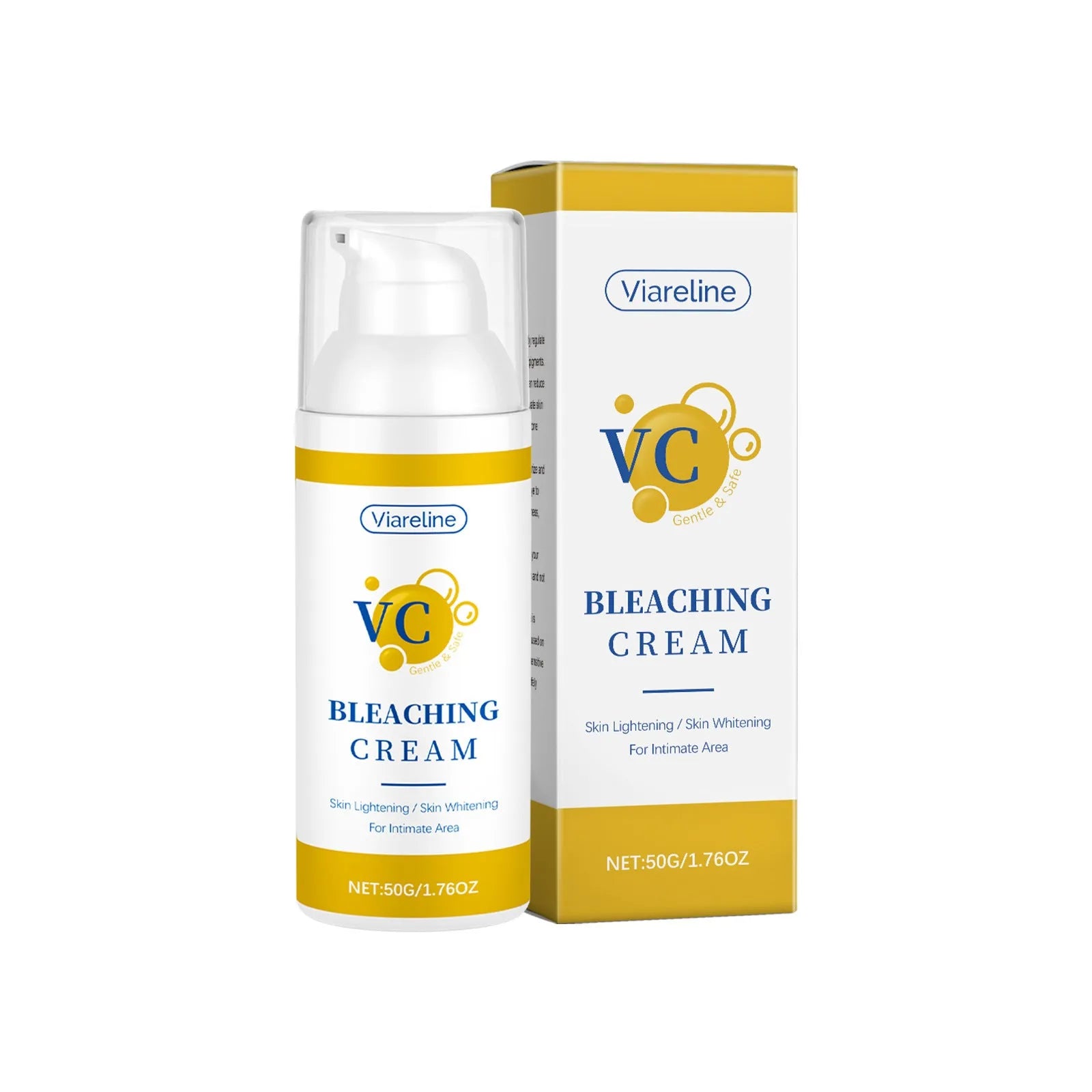 50g jar of skin lightening cream with vitamin C and titanium dioxide for facial application