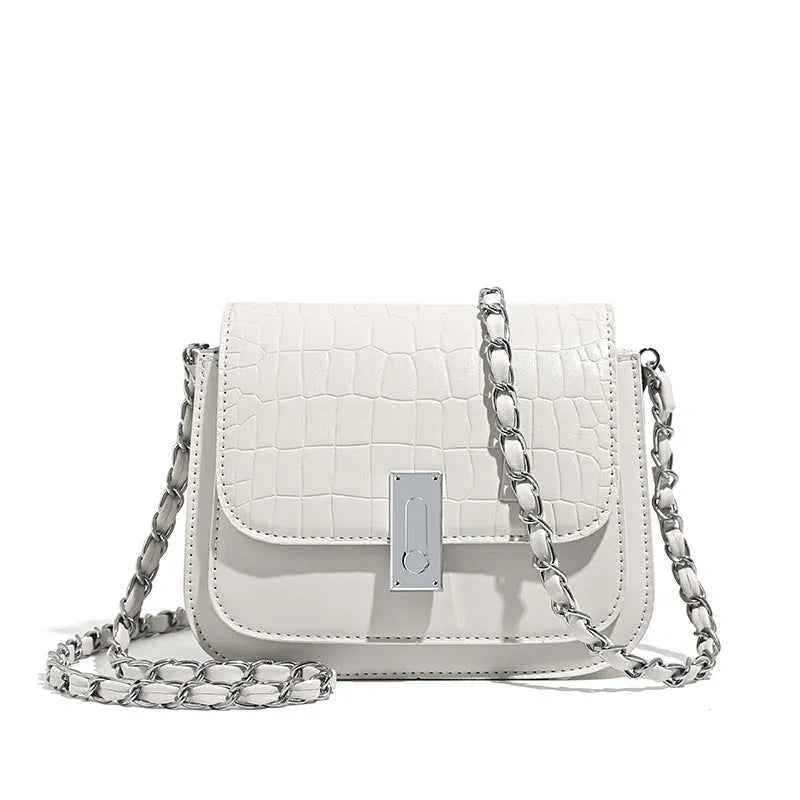 Soft PU women's crossbody shoulder bag with sandwich pockets and phone compartment in horizontal square shape