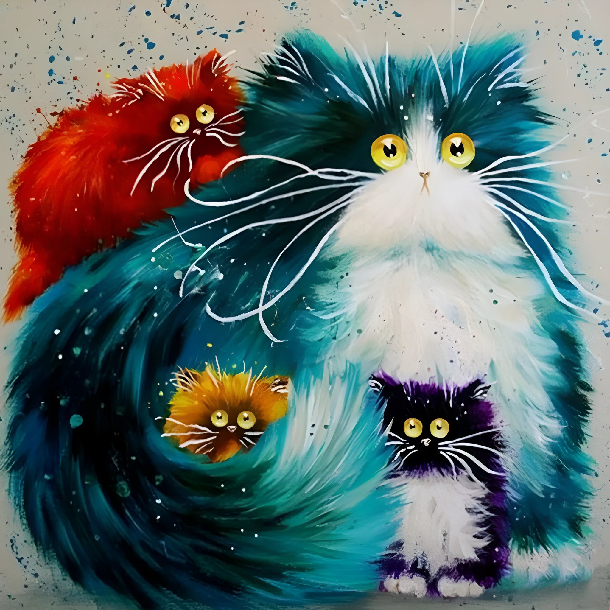 Scared or Surprised cat design painting by numbers kit with canvas, acrylic paints, and brushes.