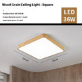 Nordic LED wood grain colour iron art ceiling light with electrodeless dimming in 40x40cm size
