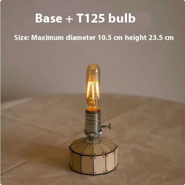 Retro glass USB charging bedside lamp with wooden base and ST64 style bulb