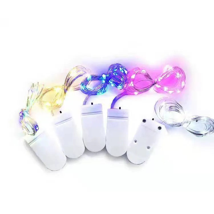 LED copper wire fairy lights with battery box showing flexible string arrangement