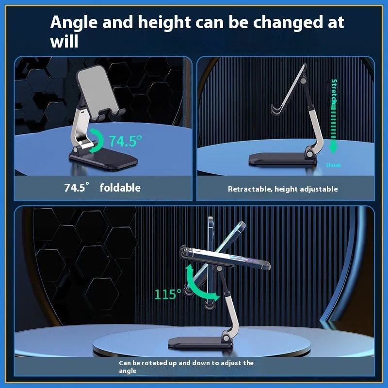 Folding portable aluminium alloy desktop phone tablet stand in four colour options