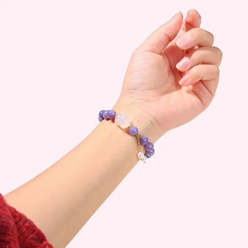 Purple aquamarine agate rabbit bracelet with geometric beads for women's jewellery