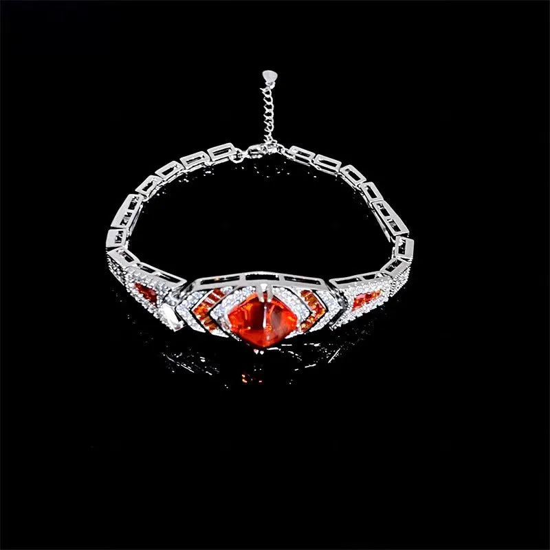 Heavy-duty retro zircon emerald bracelet for women, copper electroplated finish, round stones, SL1266 colour