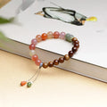 8mm diamond-shaped Hetian jade agate bracelet showing natural persimmon colour patterns