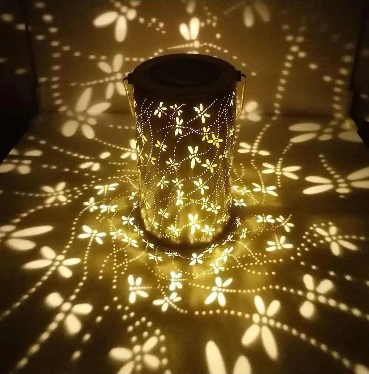 Solar-powered iron hanging ceiling lamp with decorative design for outdoor courtyards