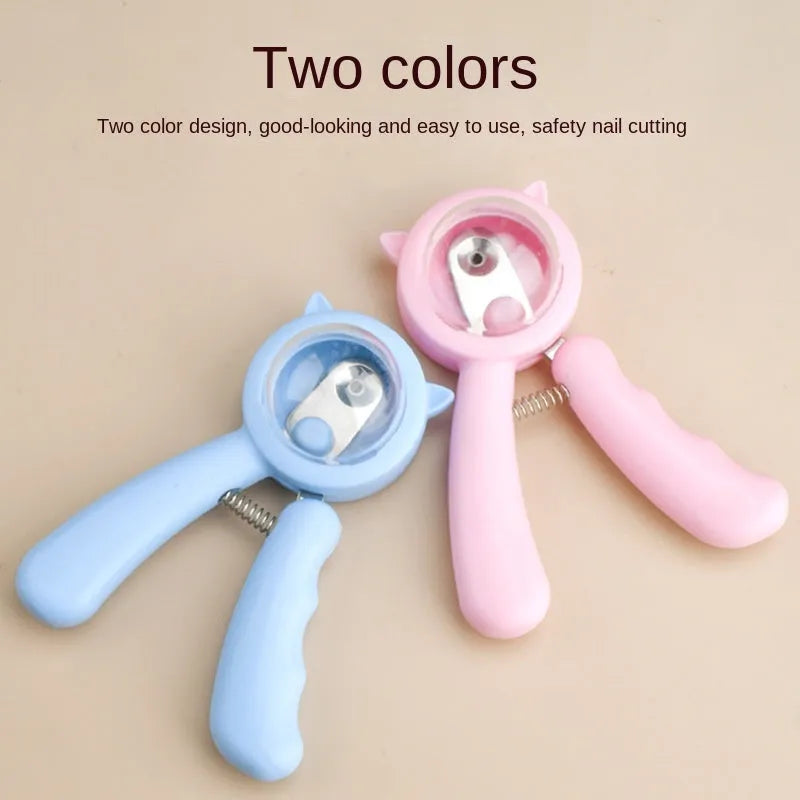 Blue and pink professional pet nail clippers with sickle stainless steel blade for cat and dog claws