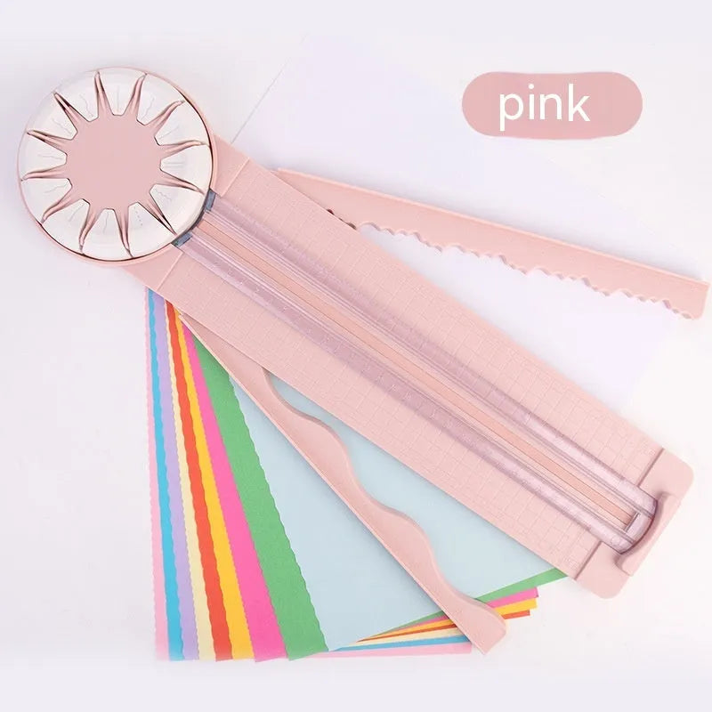Plastic paper cutting machine with 12 pattern functions in pink colour option