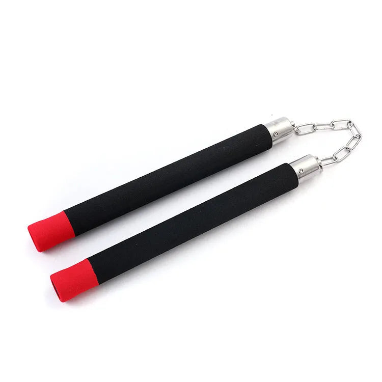 Sponge nunchaku for children beginners practice in black EVA foam double jointed stick