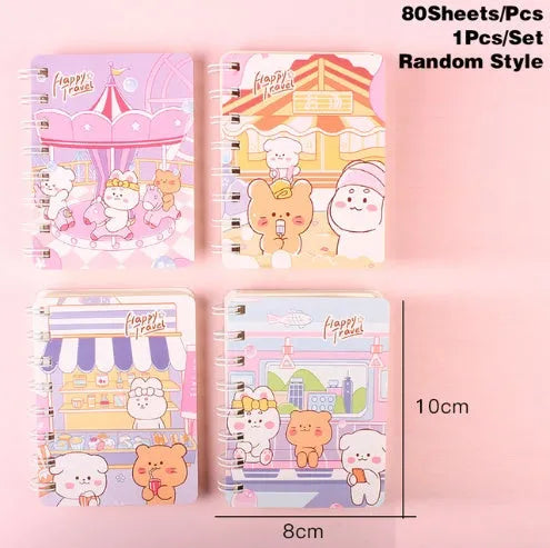 105x80mm cloth cover coil notebook with screw binding showing random colour design options