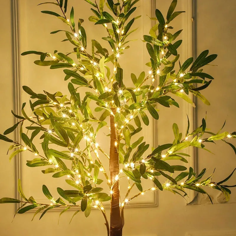 1.8m artificial olive tree with 210 warm USB lights for outdoor courtyard decoration