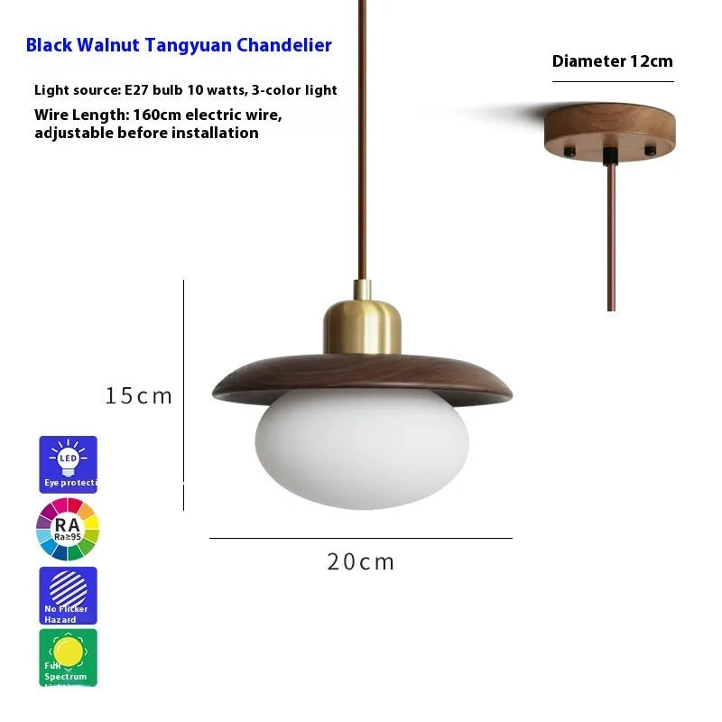 Remote control three-colour dimmable LED log chandelier ceiling light black walnut finish