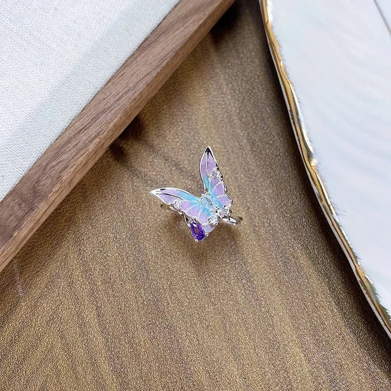 Adjustable copper insect ring with irregular personality design in dripping oil finish