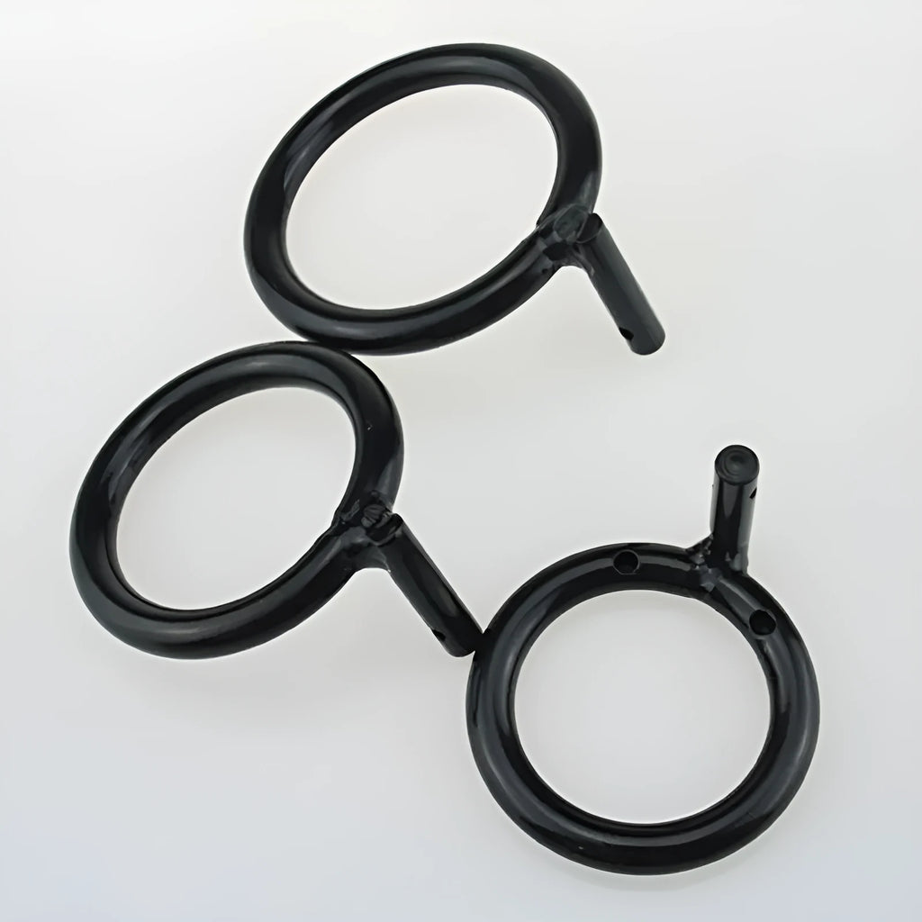 Black manganese steel men's chastity lock ring for sexual pleasure, shown on a neutral background