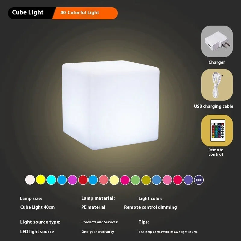 Modern square LED cube stool light for outdoor garden decoration with waterproof construction