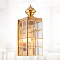 Modern European full copper wall lamp with glass shade, gold finish, 130x410x150mm