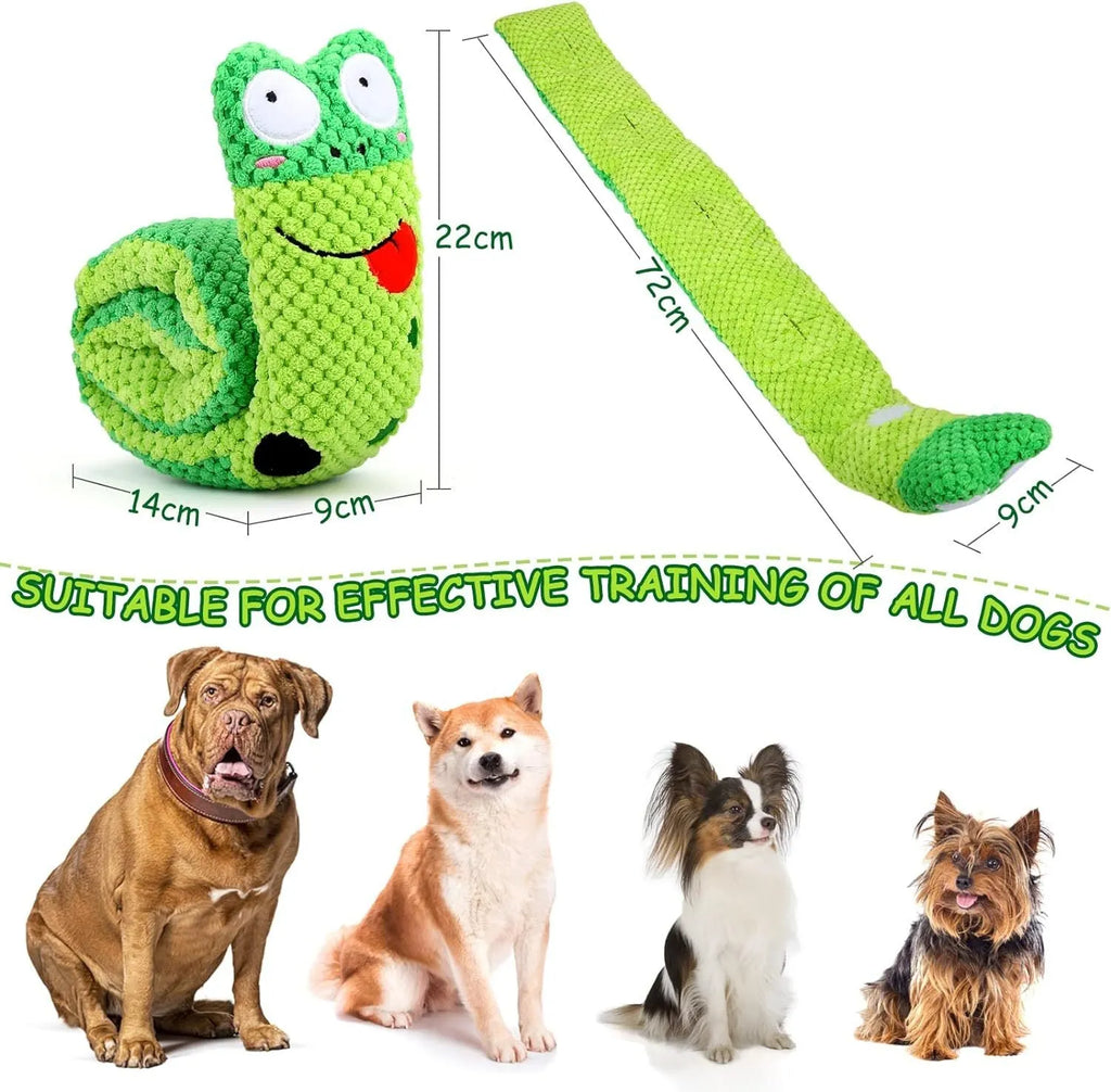 Squeak dog toy in snail shape with velvet texture for snuffle foraging and IQ training
