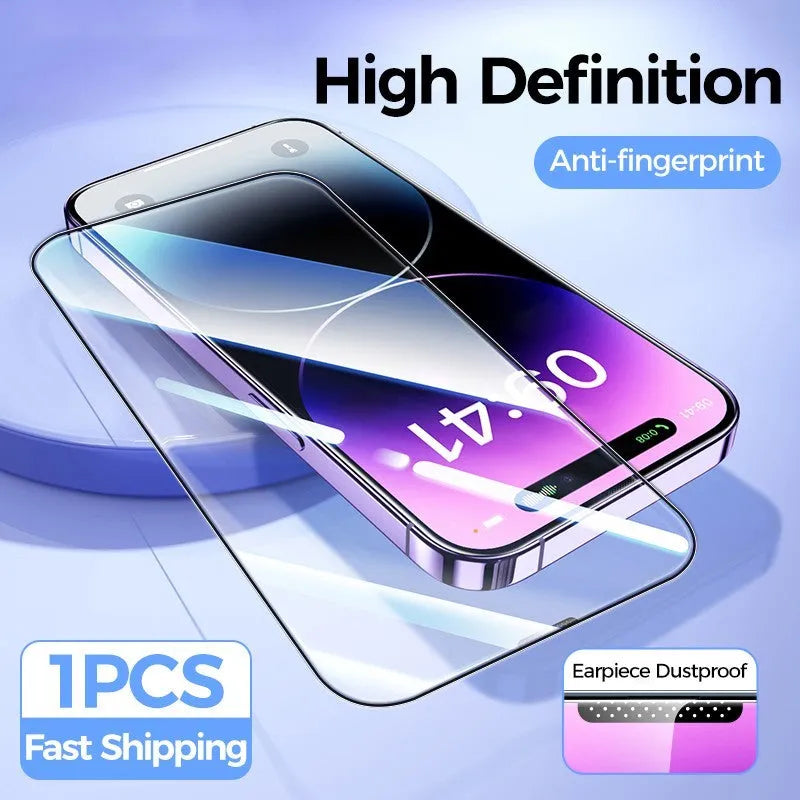 Tempered glass screen protector with anti fingerprint coating for iPhone 14 13 12 series front film